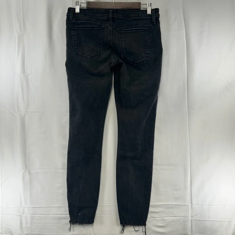 Silver Jeans Co Tuesday Skinny Womens 29 Black Frayed Raw Hem Low Rise Denim